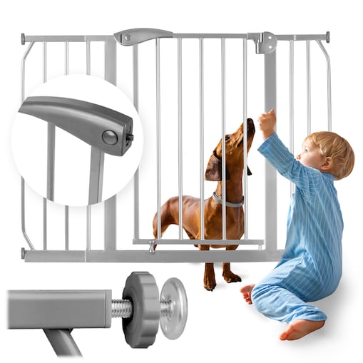 Barierka zabezpieczająca Nukido na schody drzwi rozporowa 75-115cm szara 718301