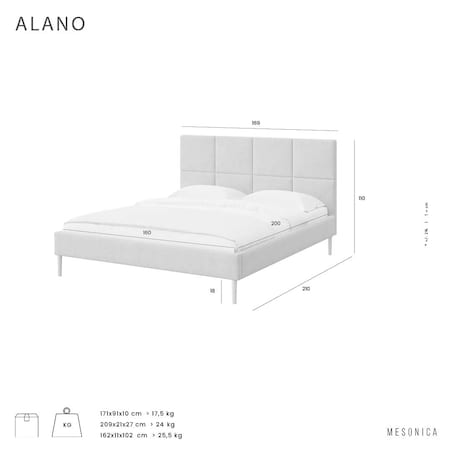Mesonica Łóżko Alano, pik beżowe, 160x200