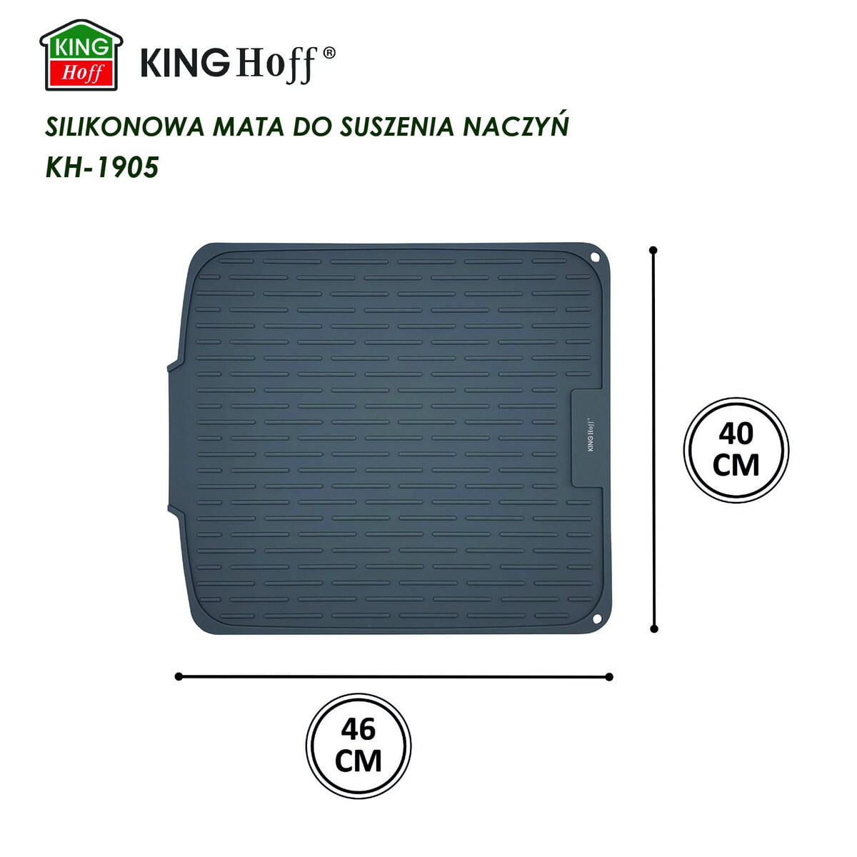 Mata do suszenia naczyń silikonowa 46x40cm szara KINGHOFF