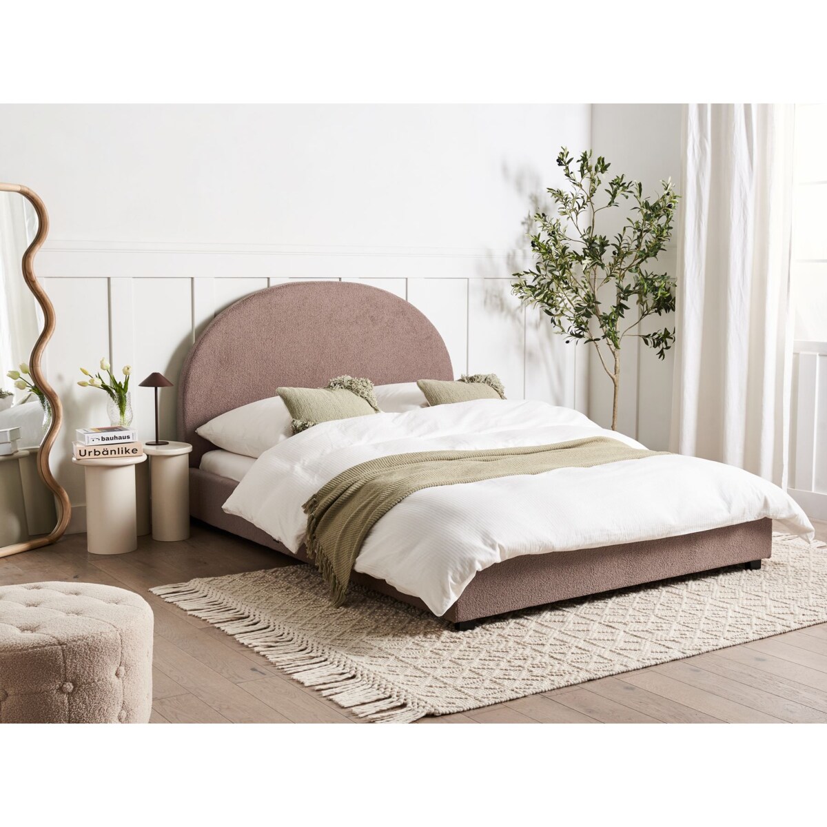 Łóżko Boucle VAUCLUSE 140 x 200 cm Beżowoszary
