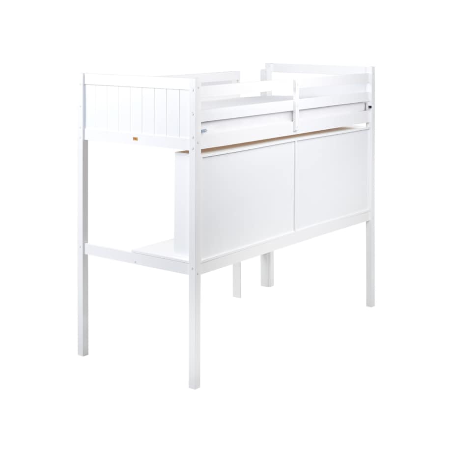 Łóżko na antresoli z biurkiem Drewno sosnowe FOUCAMONT 90 x 200 cm Biały