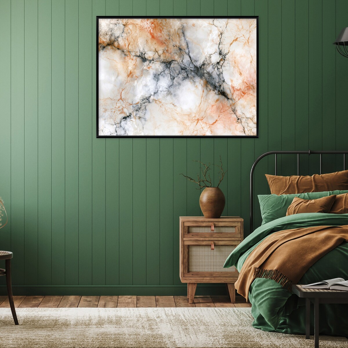 Obraz W Ramie Do Sypialni Salonu Na Płótnie Marmur Glamour Beżowy 90x60