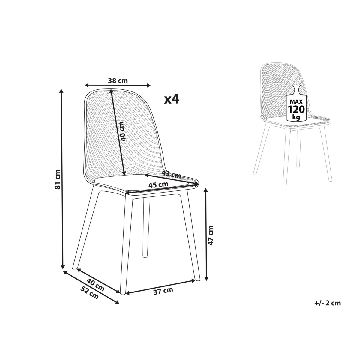 Zestaw 4 krzeseł do jadalni różowy EMORY