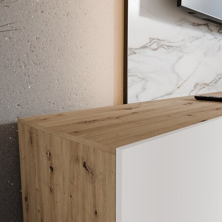 Szafka RTV LION 300 zamknięta pod telewizor, do salonu-artisan+biały