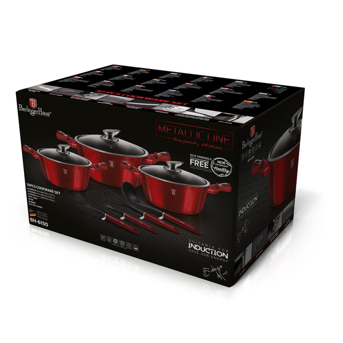 Komplet garnków 10 elementów BERLINGER HAUS Metallic Line Burgundy
