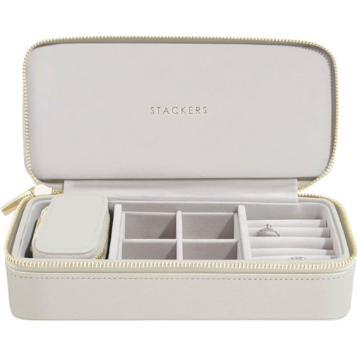 Pudełko podróżne na biżuterię Travel Large Stackers jasnobeżowe