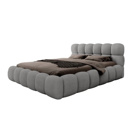 Łóżko tapicerowane 160x200 cm szare bouclé Santo