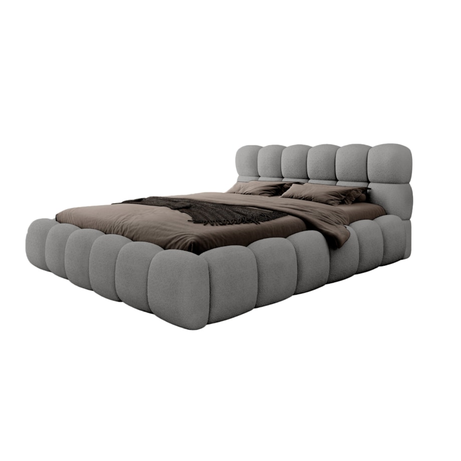 Łóżko tapicerowane 160x200 cm szare bouclé Santo