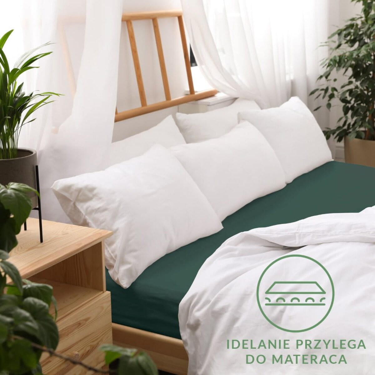 Prześcieradło jersey z gumką 120x200 kolor Zieleń Butelkowa