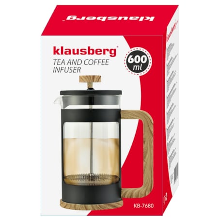 Zaparzacz do kawy herbaty 0.60L French Press drewniany uchwyt KLAUSBERG