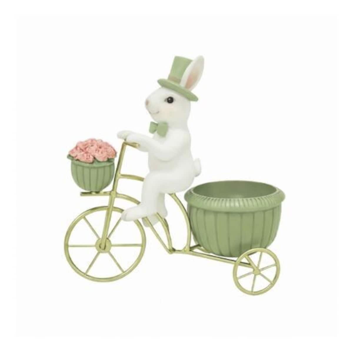 Dekoracja - ceramiczny królik na rowerze 23x13,3x11,5 cm BICICLETTA - 2 zielony