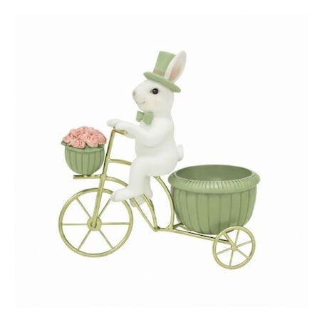 Dekoracja - ceramiczny królik na rowerze 23x13,3x11,5 cm BICICLETTA - 2 zielony