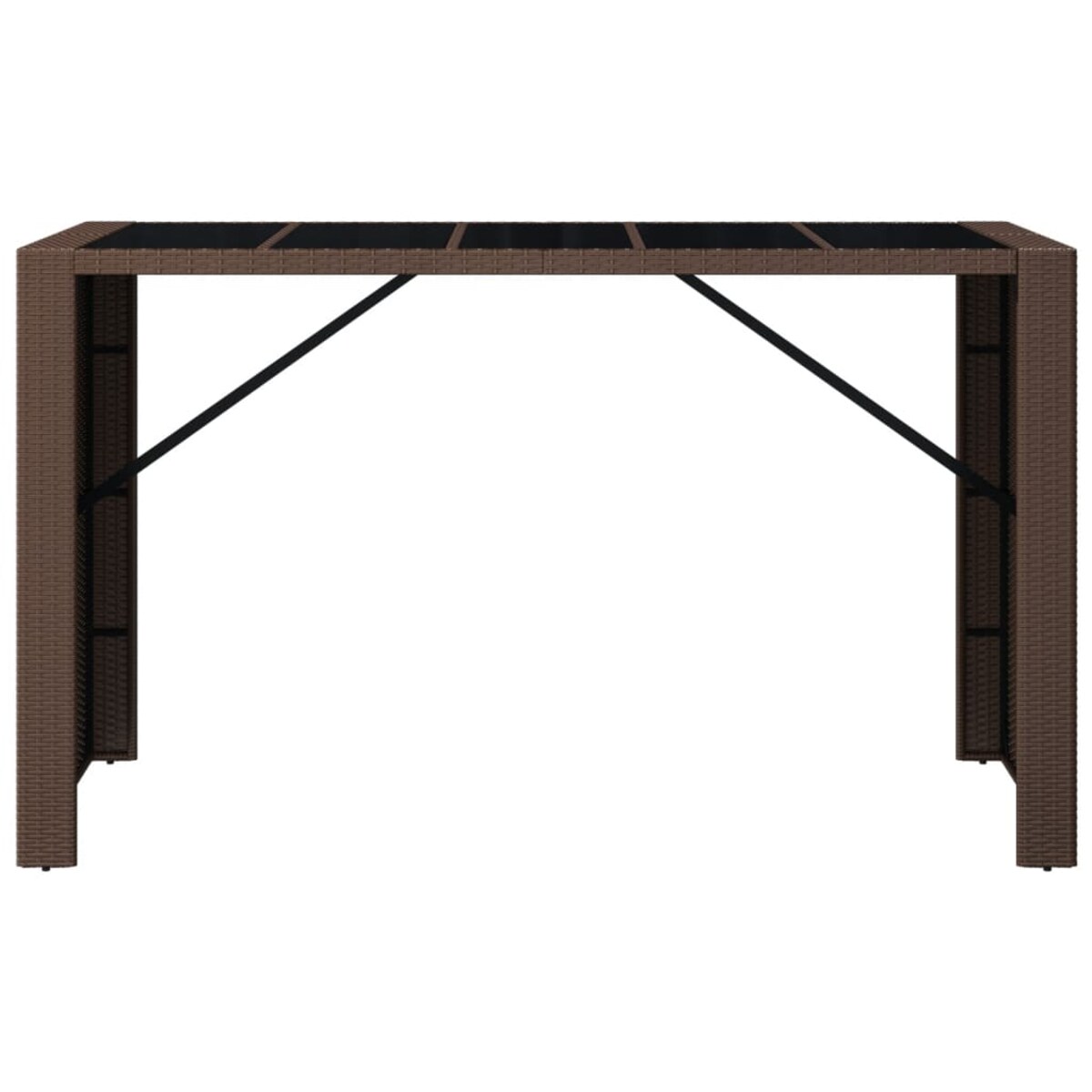vidaXL Stolik barowy ze szklanym blatem, brązowy, 185x80x110 cm