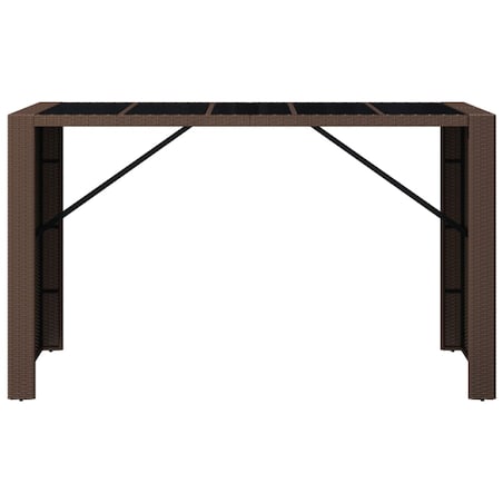 vidaXL Stolik barowy ze szklanym blatem, brązowy, 185x80x110 cm