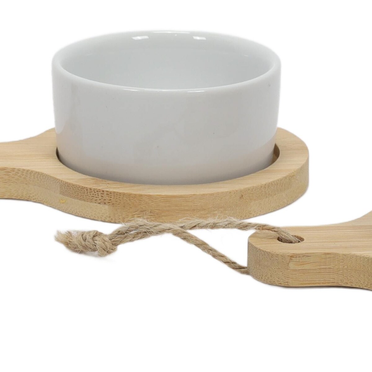 Zestaw do przekąsek, dressingów i przystawek - 2 okrągłe porcelanowe miseczki na tackach