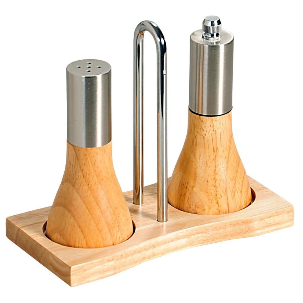 Solniczka i pieprzniczka, komplet na drewnianej podstawie, KESPER