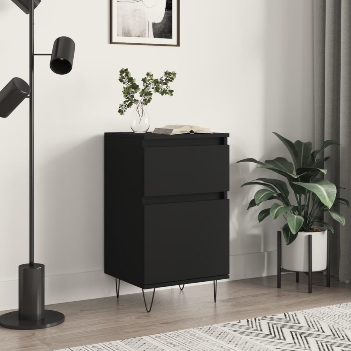 vidaXL Komoda, czarna, 40x35x70 cm, materiał drewnopochodny