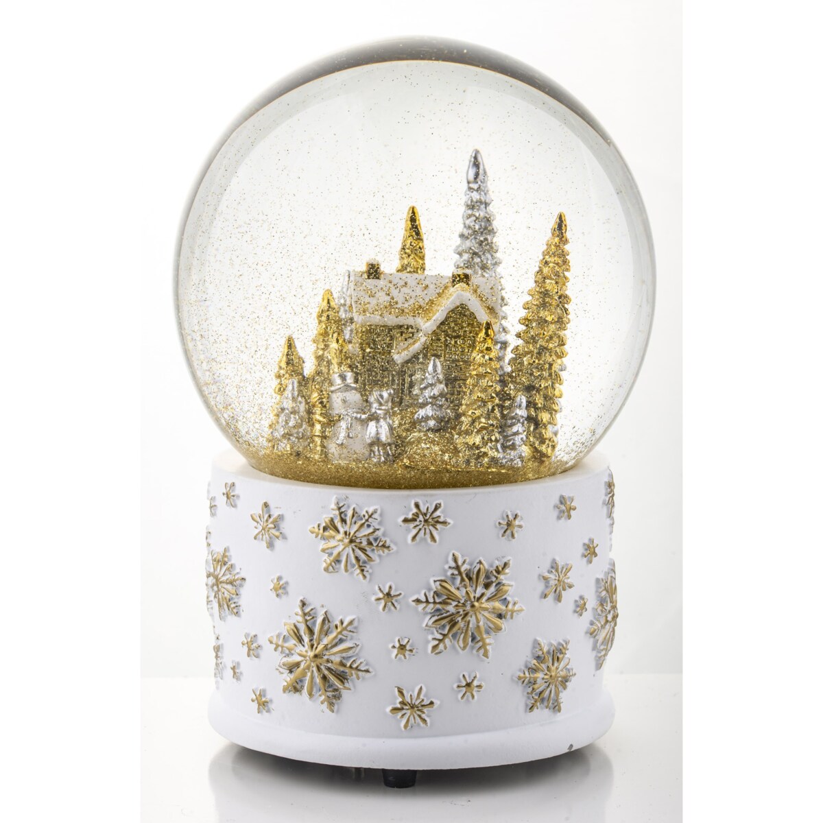 Szklana kula z pozytywką 17x11x11 cm srebrno-złota dekoracja