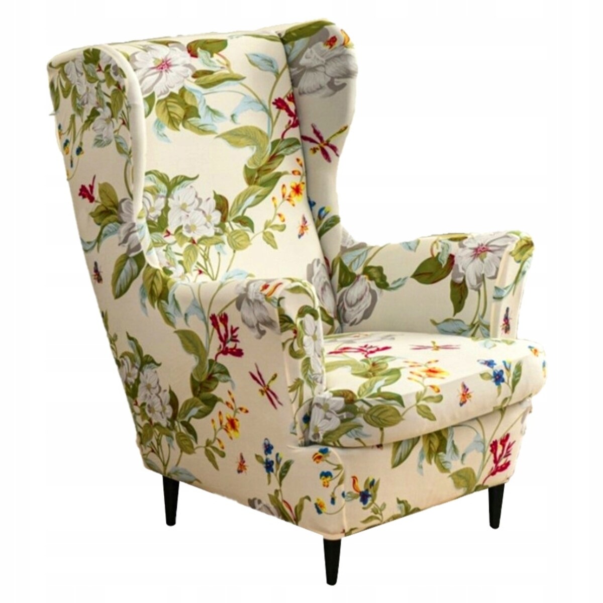 POKROWIEC NA FOTEL USZAK KWIATY WZORY ELASTYCZNY [22EW1]