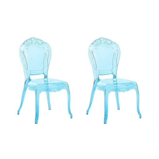 Zestaw 2 krzeseł do jadalni przezroczysty niebieski VERMONT