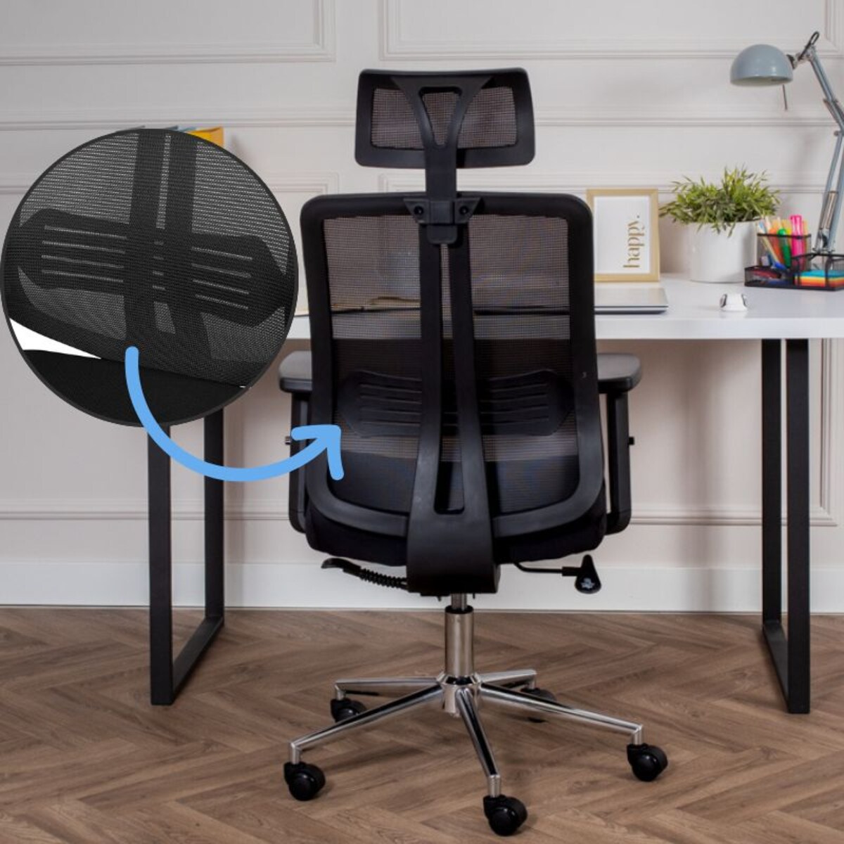 Krzesło biurowe fotel obrotowy regulowany K10 ergonomiczny siatka