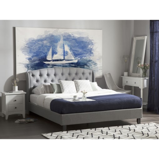 Łóżko tapicerowane 140 x 200 cm szare BORDEAUX