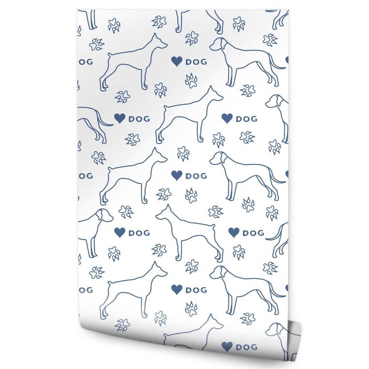 Tapeta Dla Dzieci Sylwetki Psów NAPISY Serca Łapki