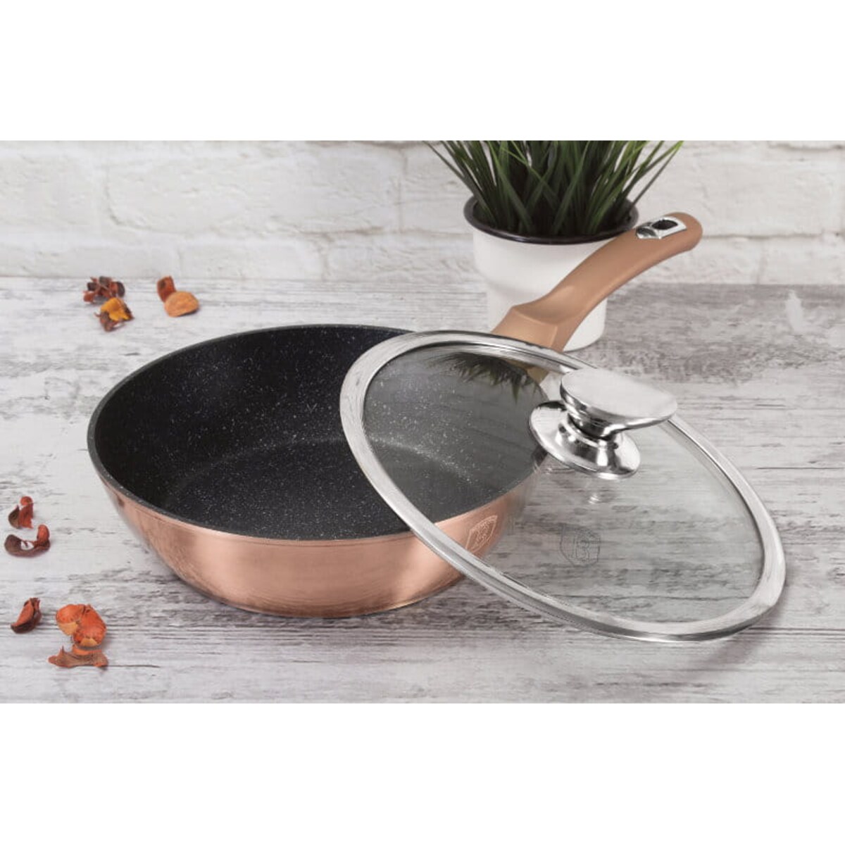 Patelnia głęboka z pokrywką 24cm Berlinger Haus BH-1517 Miedziana