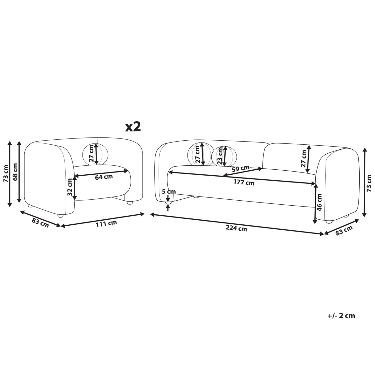 Komplet wypoczynkowy dla 5 osób LEIREN Boucle Beżowy