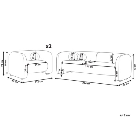 Komplet wypoczynkowy dla 5 osób LEIREN Boucle Beżowy