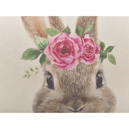 2 poduszki dekoracyjne z motywem królika 45 x 45 cm szarobeżowe TULIPA