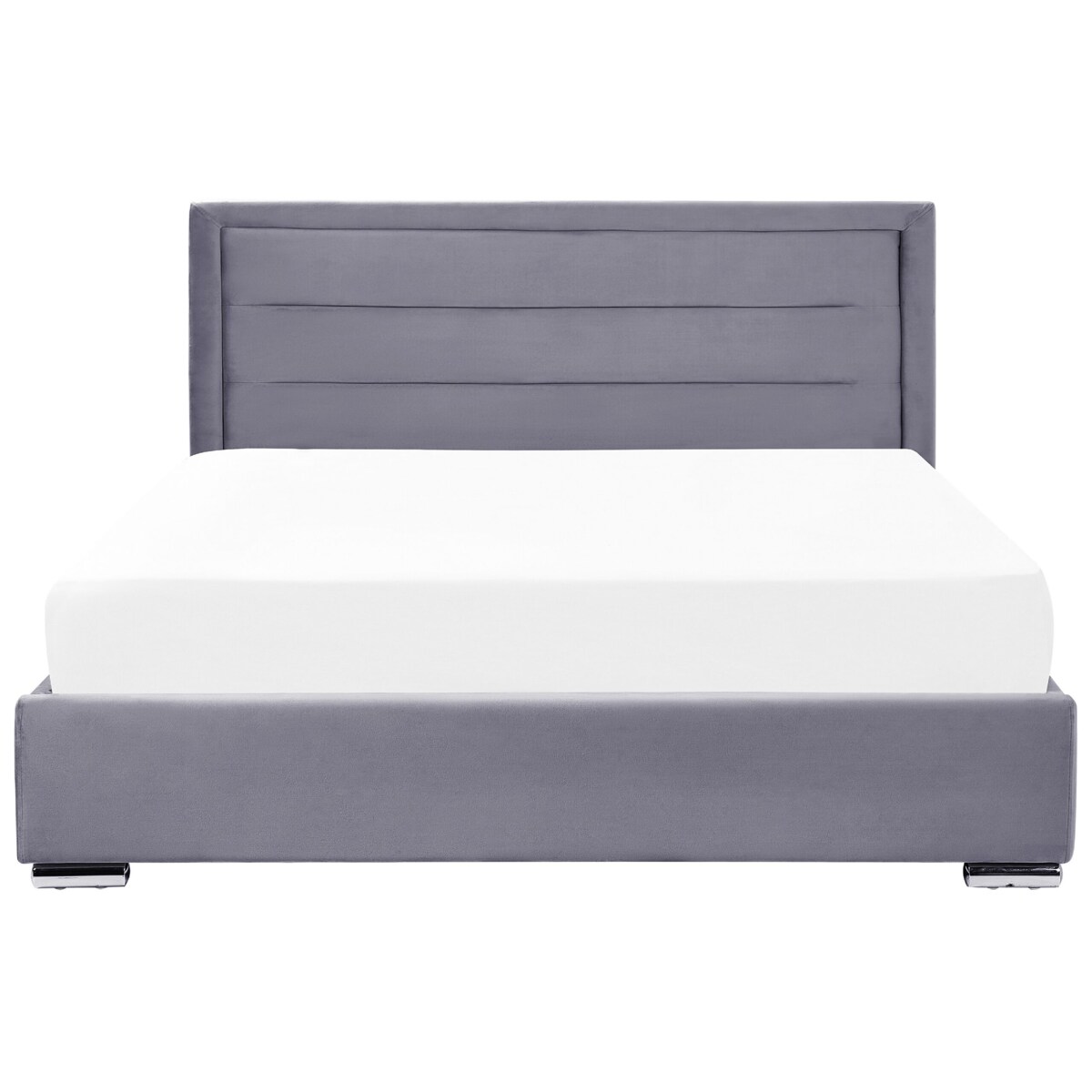 Łóżko z pojemnikiem welurowe 180 x 200 cm ciemnoszare ROUEN