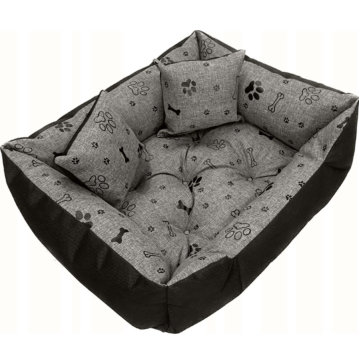 Legowisko Dla Psa Kanapa Posłanie 100X75 Cm Wodoodporne Poduszki Pikowane Kość Czarna