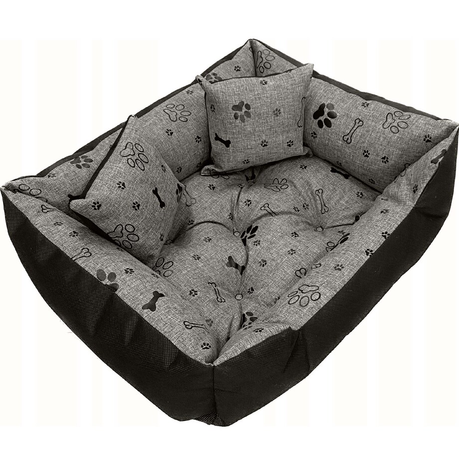 Legowisko Dla Psa Kanapa Posłanie 100X75 Cm Wodoodporne Poduszki Pikowane Kość Czarna