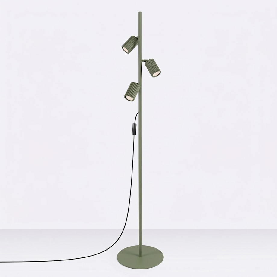 Lampa podłogowa KARBON 3 zielona oliwka