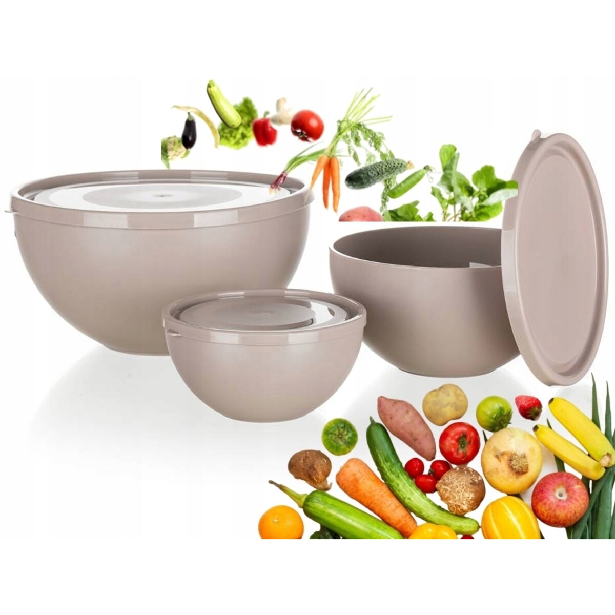 MISKI DO PRZECHOWYWANIA JEDZENIA z pokrywką 3szt lodówki na sałatki żywność