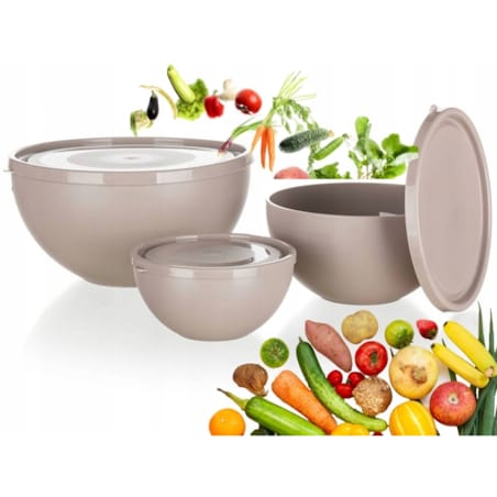 MISKI DO PRZECHOWYWANIA JEDZENIA z pokrywką 3szt lodówki na sałatki żywność