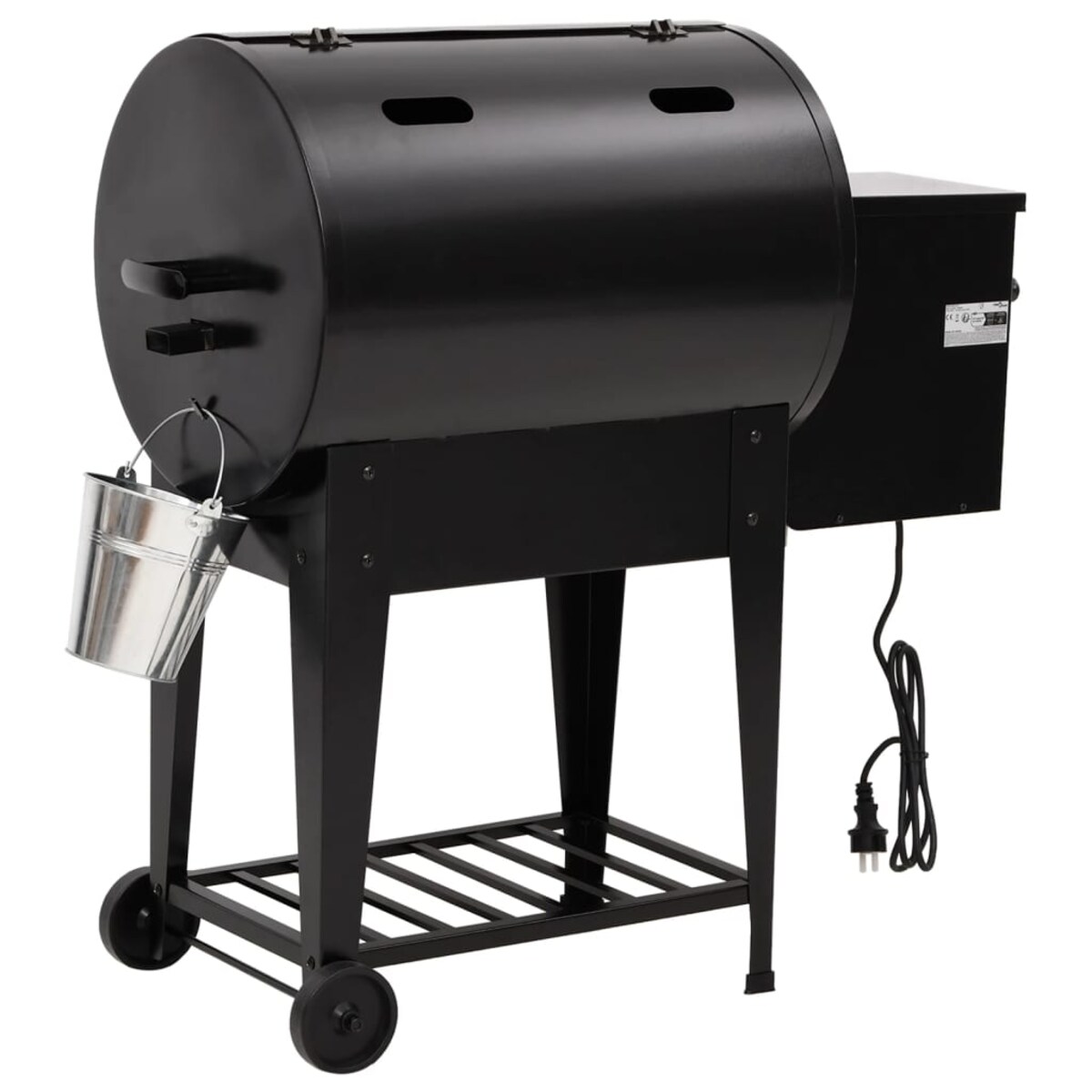 vidaXL Grill na pellet, z dolną półką, czarny, 94 cm, żelazo