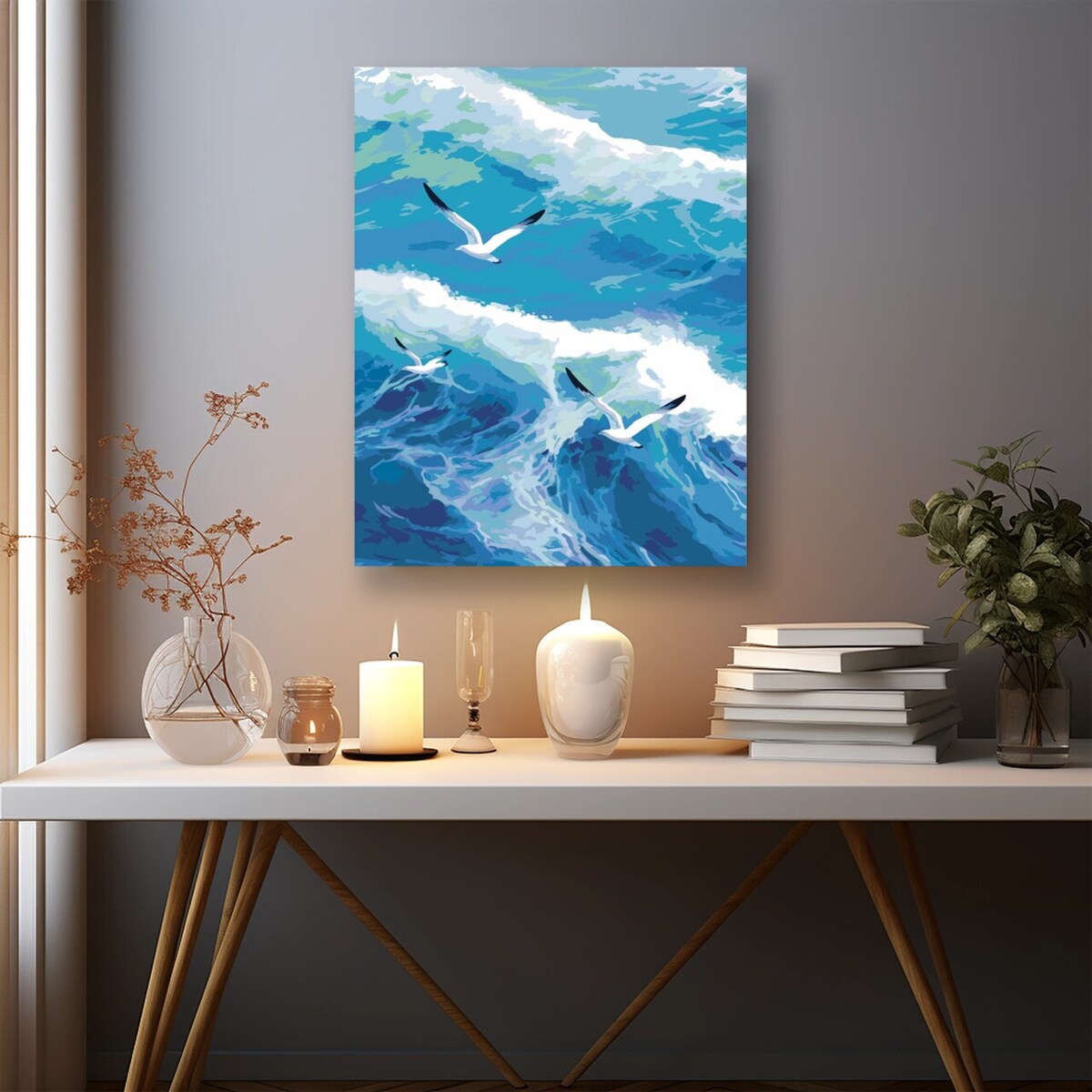 Malowanie po numerach, zestaw DIY – MEWY 40x50 cm- Produkt PL