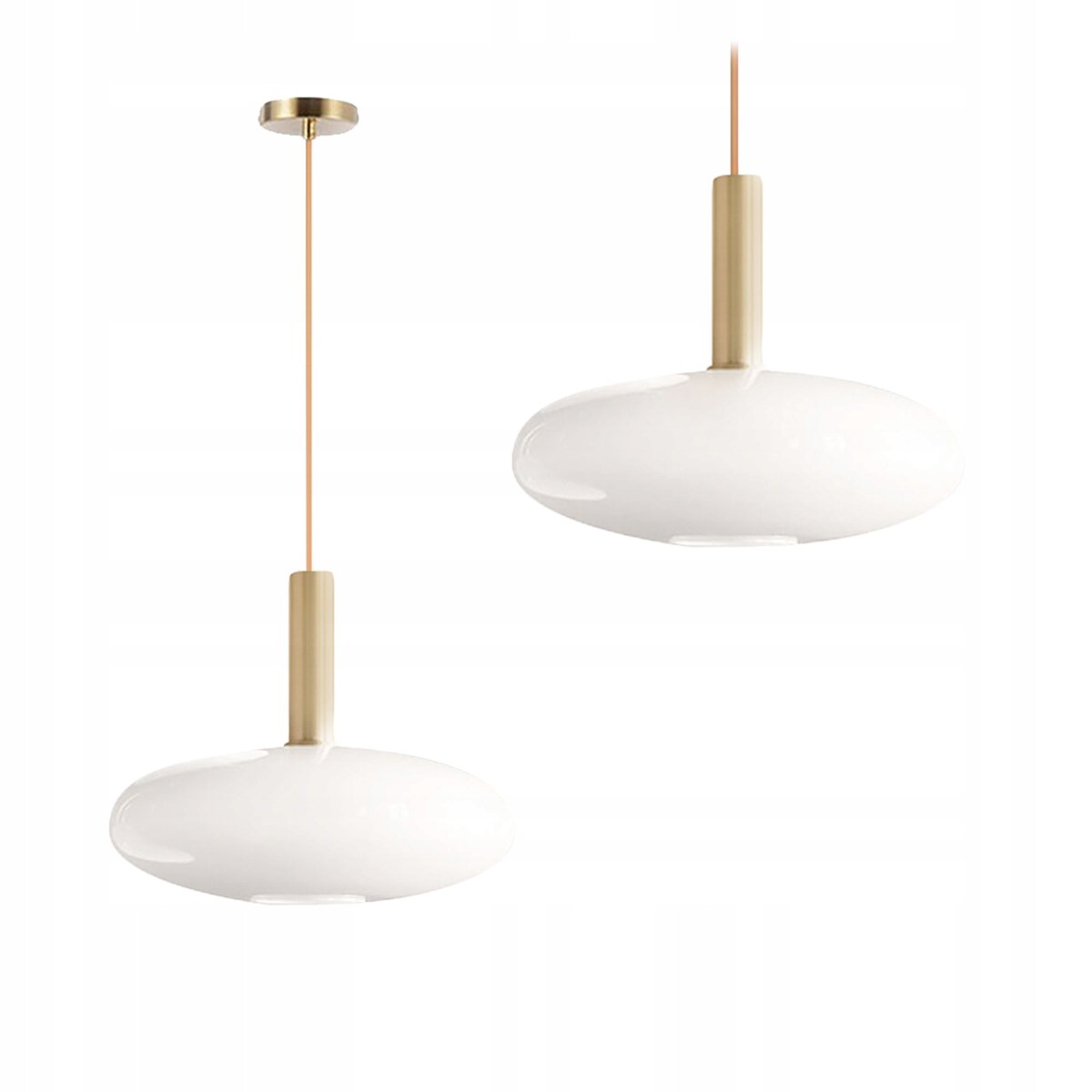 Lampa Wisząca Sufitowa Szklana Mleczna Złota Biała