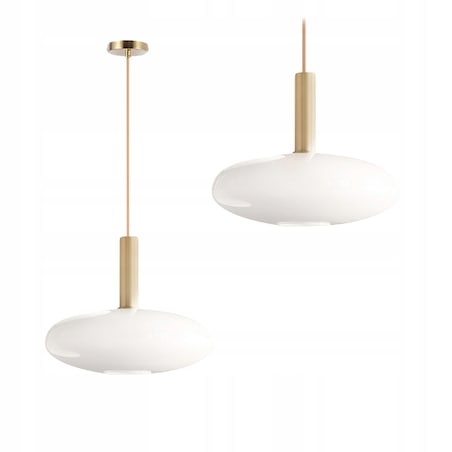 Lampa Wisząca Sufitowa Szklana Mleczna Złota Biała