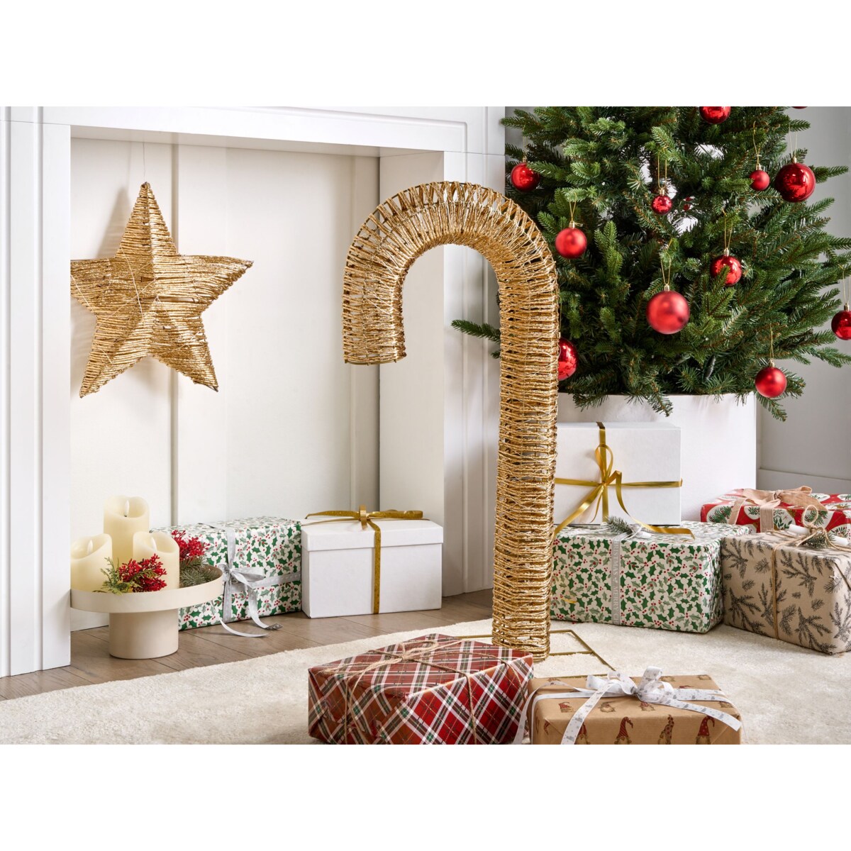 Dekoracja ogrodowa LED HOLMAVIK Laska cukrowa 74 cm Złoty