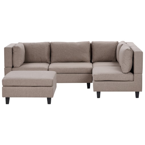 Tapicerowany lewostronny narożnik modułowy 4-osobowy z otomaną brązowy UNSTAD