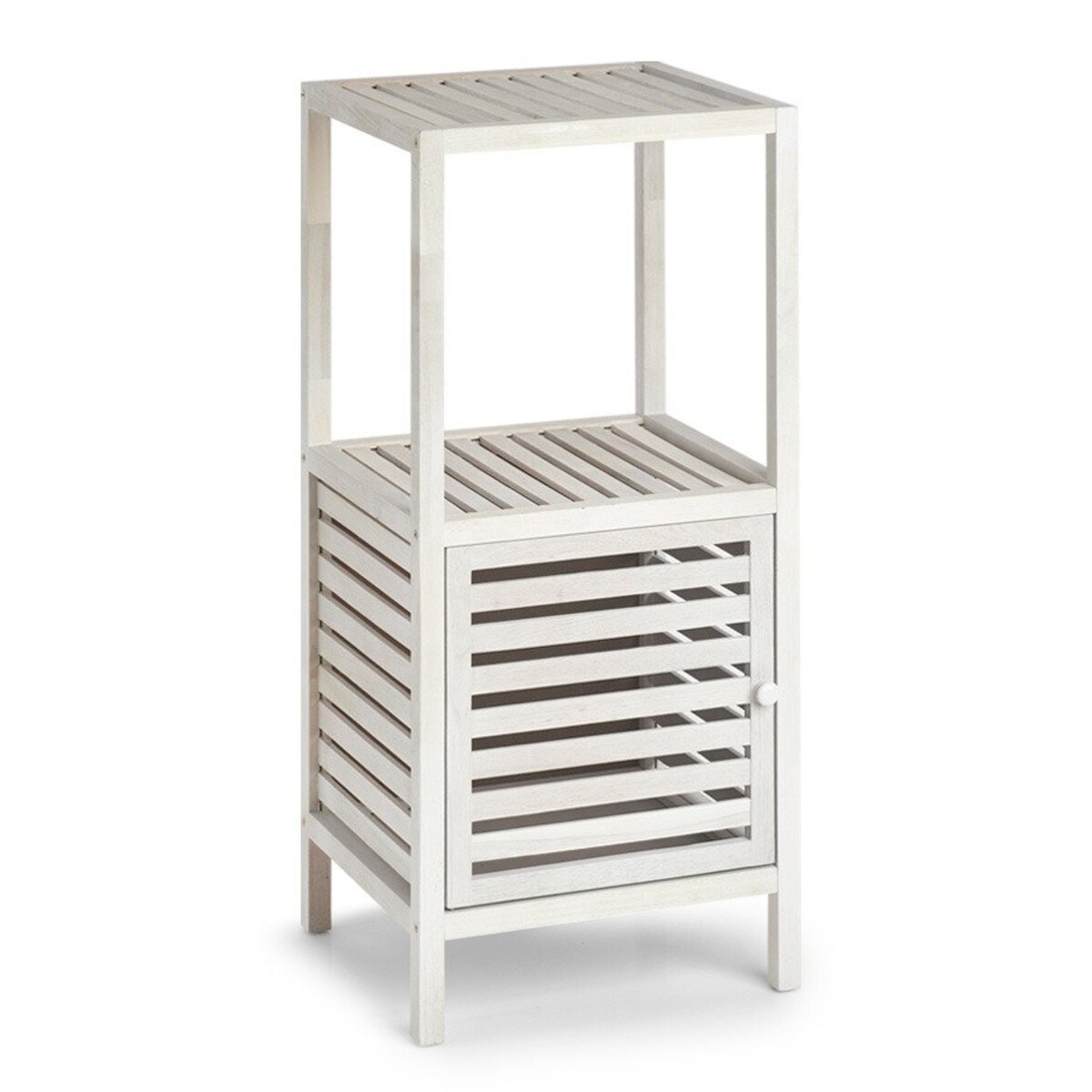 Regał łazienkowy z szafką drewniany, 2 poziomy, ZELLER