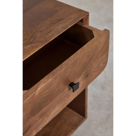 Szafka stolik nocny drewno mango, brązowy, Ferni, 40x35 cm