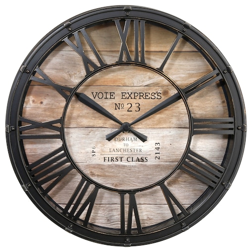 Zegar ścienny Vintage Ø 39 cm, wskazówkowy, okrągły, rzymskie cyfry