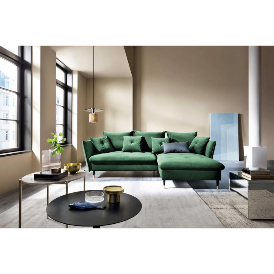 Narożnik z funkcją spania ATENA zielony prawy/lewy