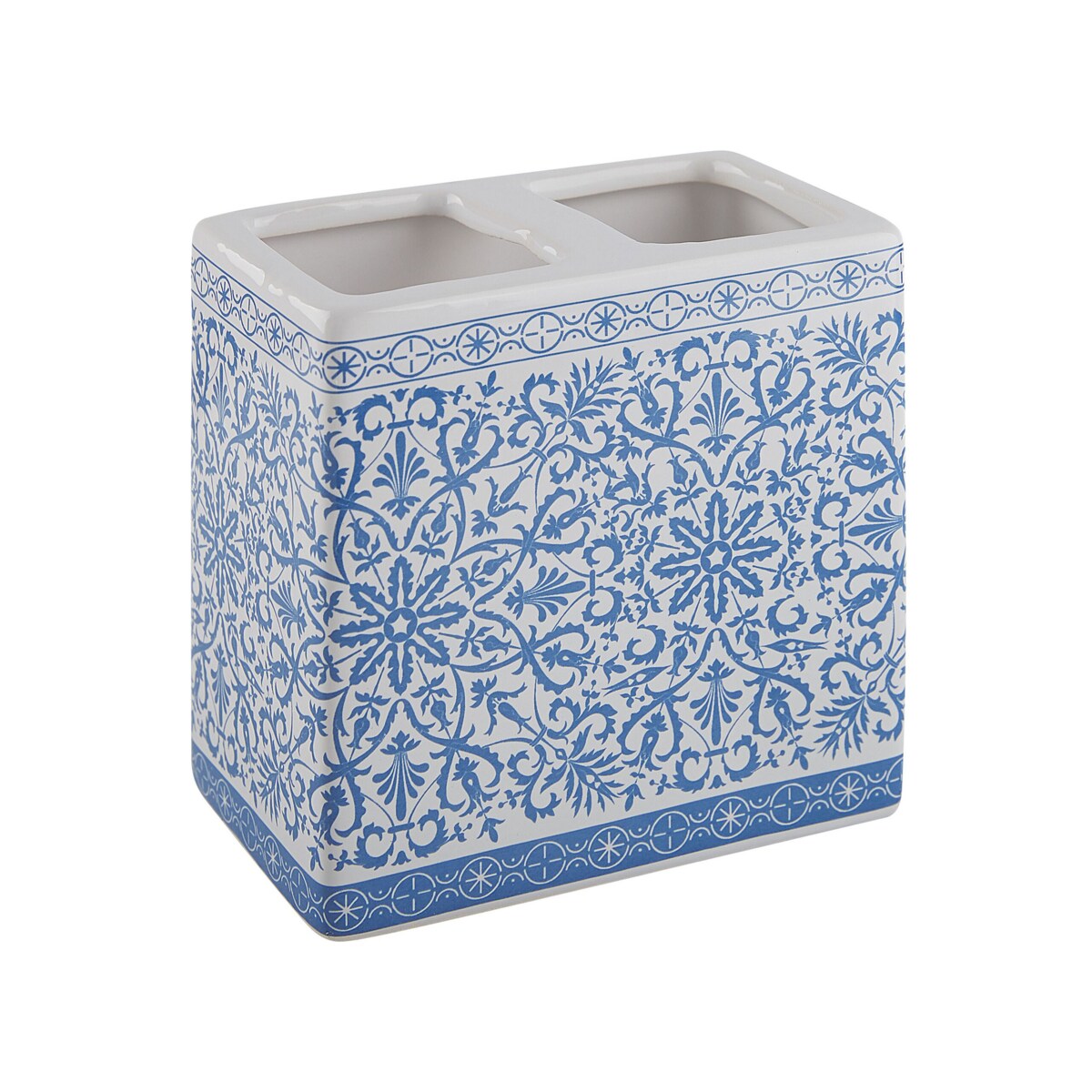 3-częściowy zestaw akcesoriów łazienkowych ceramiczny niebiesko-biały CARORA