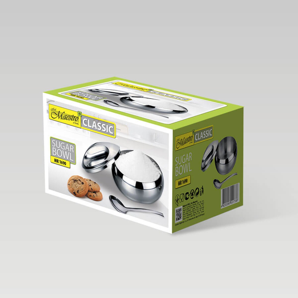Cukiernica cukierniczka stalowa metalowa srebrna na cukier 300ml MAESTRO