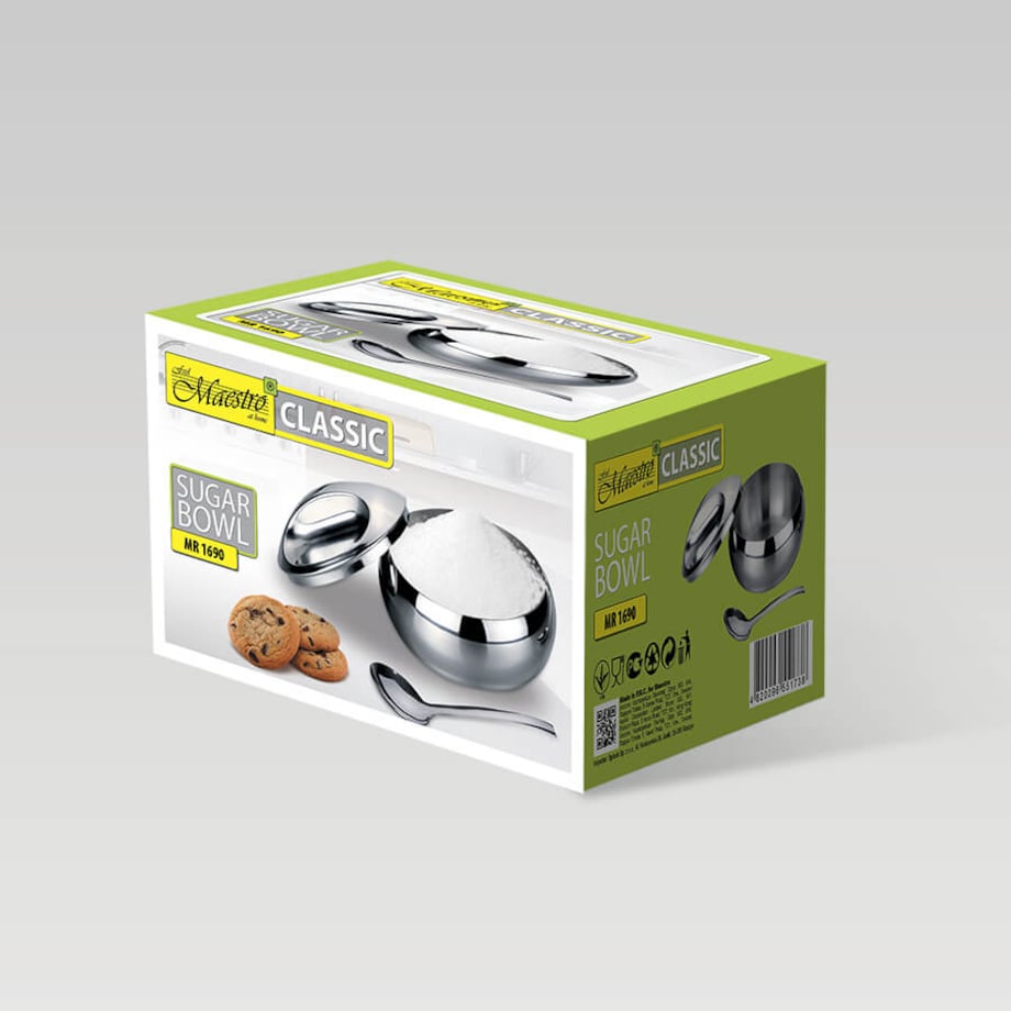 Cukiernica cukierniczka stalowa metalowa srebrna na cukier 300ml MAESTRO
